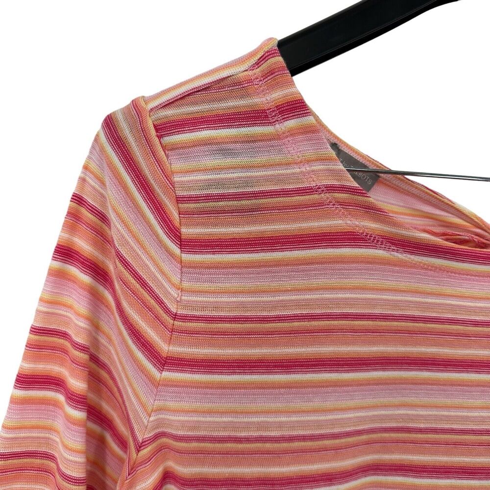 Talbots Top Size 2Xp 2X Petite Women's Pink Colorful 3/4 Sleeve Boat Neck Cotton - Picture 5 of 11